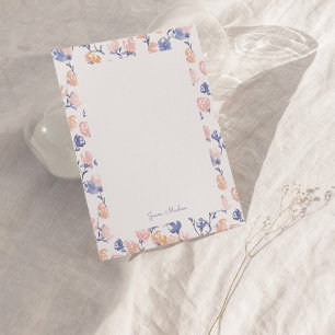 Carte de note personnalisée à motif floral pêche e