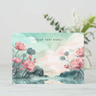 Carte de note personnalisée avec bordure d'aquarel