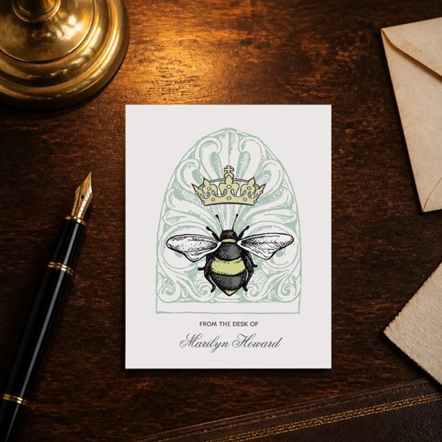 Carte de note personnalisée Crown Bee (verte) (Créateur téléchargé)