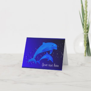 Carte de note personnalisée Dolphin Cobalt Blue Oc