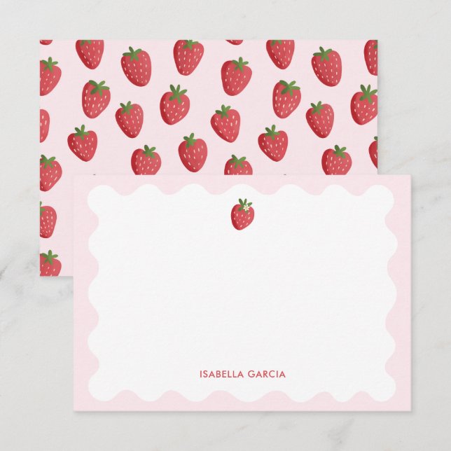 Carte de note personnalisée Enfants mignons fraise (Devant / Derrière)