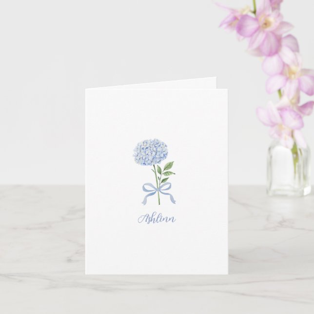 Carte de note personnalisée Hydrangea Bleu (Orchidée)