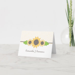 Carte de note personnalisée pois et tournesol