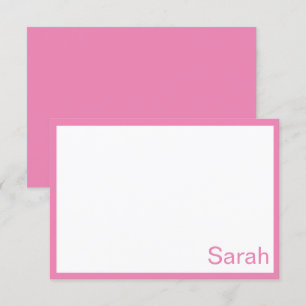 Carte de note personnalisée rose et blanc