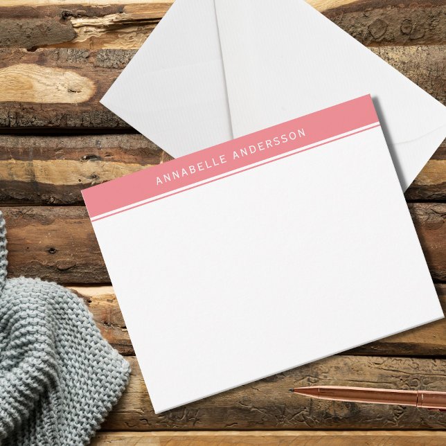 Carte de note personnalisée rose féminin moderne (Créateur téléchargé)