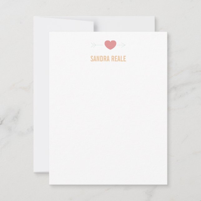 Carte de note personnelle Coeur et Flèche rose dou (Devant)