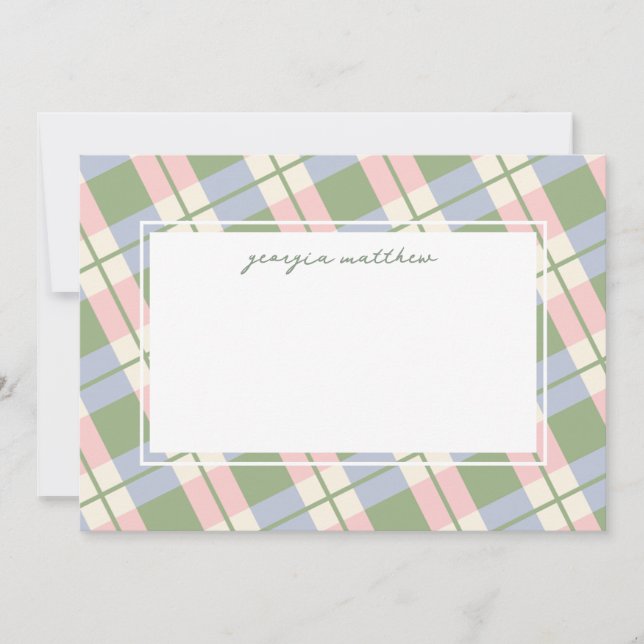 Carte de note Plaid Chush Rose En vichy moderne (Devant)