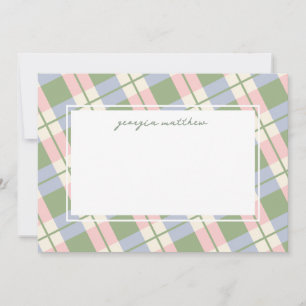 Carte de note Plaid Chush Rose En vichy moderne