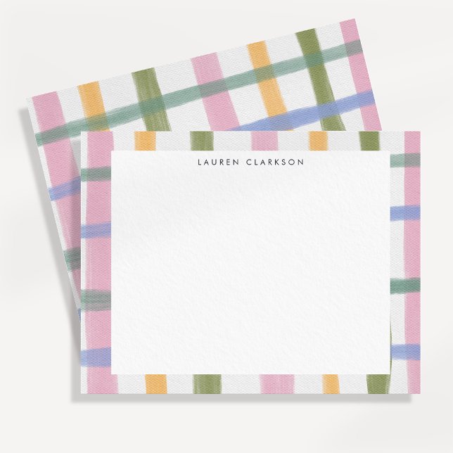 Carte de note plaid peinte à la main pastel (Créateur téléchargé)