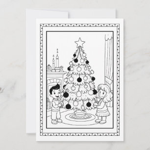 Carte de note plat Coloris Arbre de Noël pour enfa