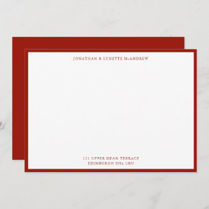 Carte de note plat de bordure rouge cerise