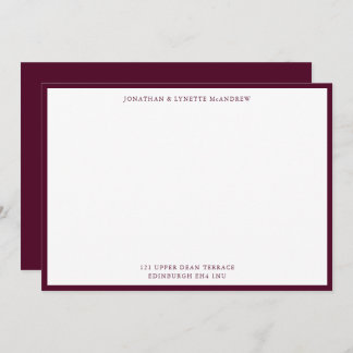 Carte de note Plat Frontale Classique Mulberry