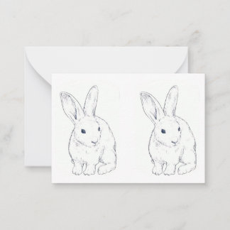 Carte de note plat lapin lapin