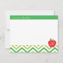 Carte de note plat Monogram Apple Teachers