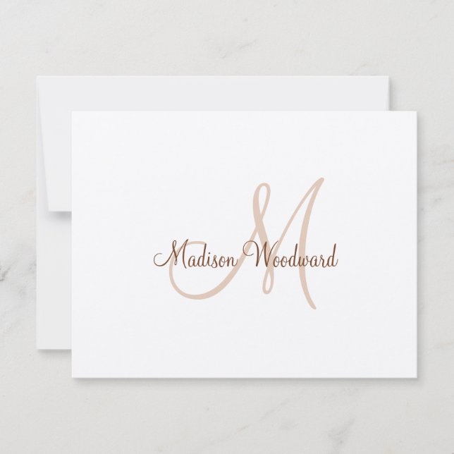 Carte de note plat Monogramme Kraft (Devant)