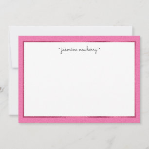 Carte de note plat personnalisée Pink Paisley & Fo