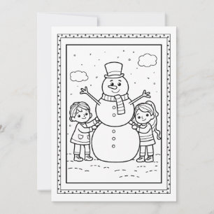 Carte de note plat pour les enfants Christmas Snow