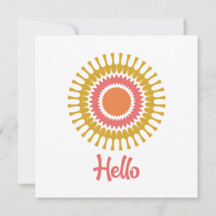 Carte de note plat Sunburst Retro en rouge et or