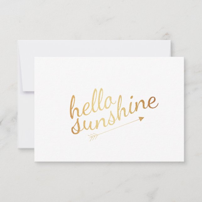 Carte de note plate en or | Bonjour Soleil (Devant)