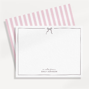 Carte de note plate 'Rose, marron & Rayures'