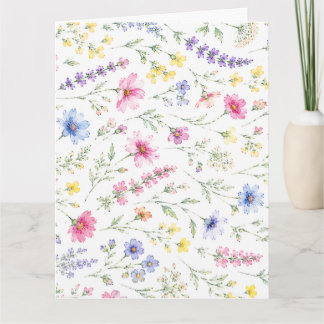 Carte de note pliée à l'aquarelle de fleur sauvage