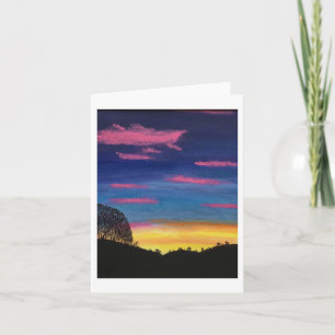 Carte de note pliée Coucher de soleil