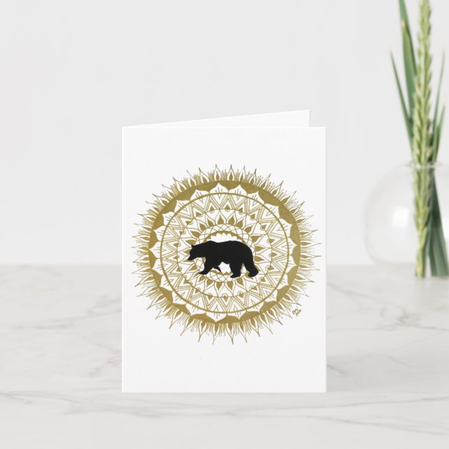 Carte de note pliée Mandala de l'ours (Devant)
