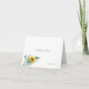Carte de note pliée Merci de tournesol d'aquarelle