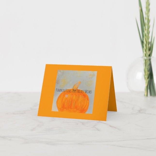 Carte de note pliée orange désirée par le citrouil (Devant)