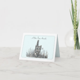 Carte de note pliée personnalisée Gray Kitten