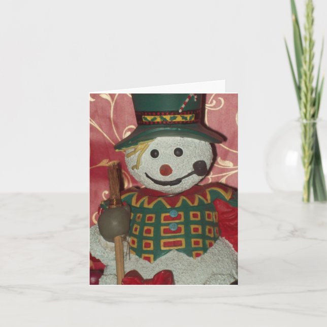 Carte de note pliée photo Snowman (Devant)