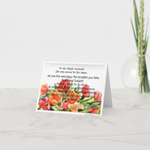 Carte de note pliée + tulipes + "en un seul instan