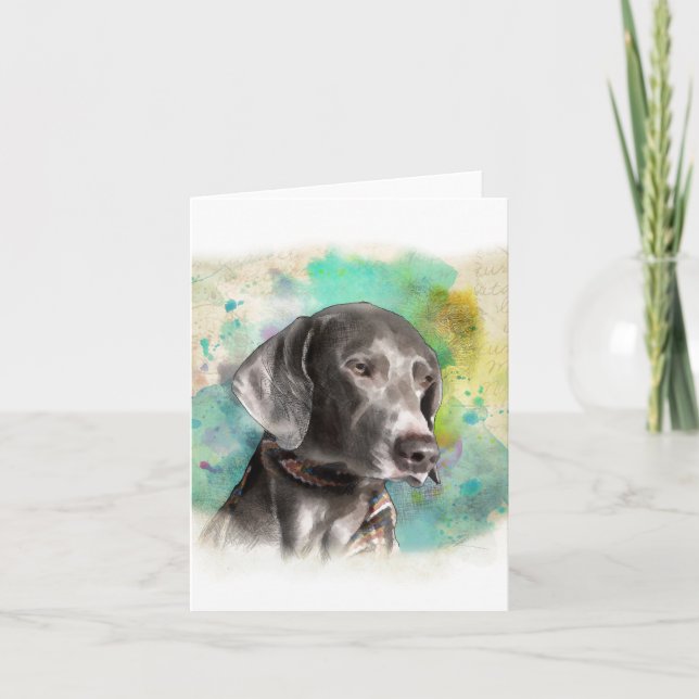 CARTE DE NOTE POUR AQUARELLE DE WEIMARANER AVEC (Devant)