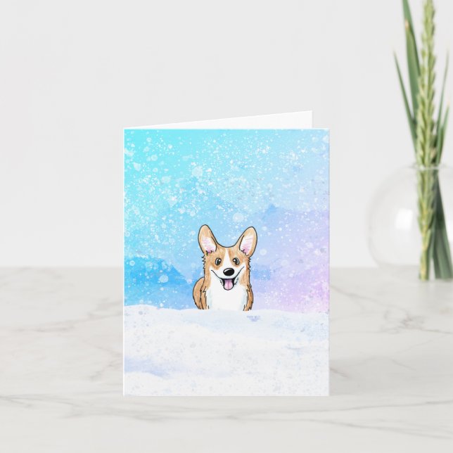 Carte de note pour chien de Corgi neige (Devant)