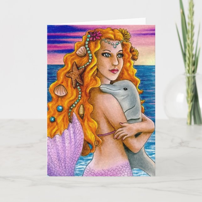 Carte de note pour dauphin mermaid 13 (Devant)