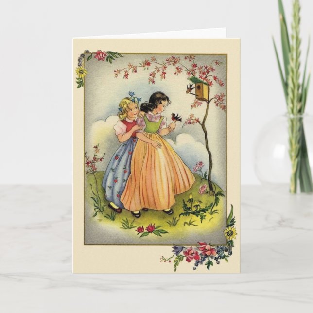 Carte de note pour enfants du jardin vintage (Devant)
