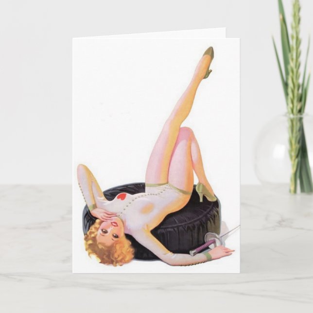 Carte de note pour fille vintage d'escrime (Devant)