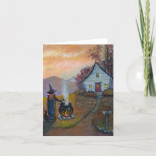 Carte de note pour l'Halloween de sorcière