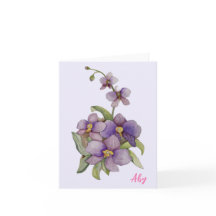 Carte de note pourpre orchidée