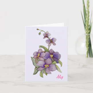 Carte de note pourpre orchidée