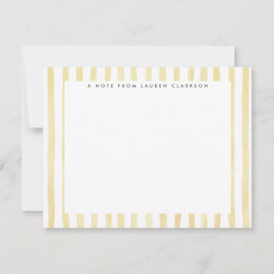 Carte de note rayée aquarelle jaune clair
