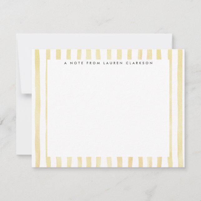 Carte de note rayée aquarelle jaune clair (Devant)