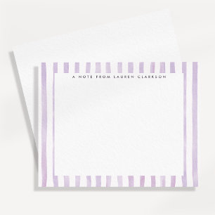Carte de note rayée aquarelle violet clair