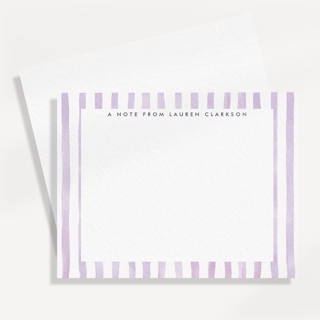 Carte de note rayée aquarelle violet clair (Créateur téléchargé)