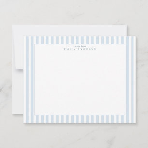 Carte de note rayée bleu doux