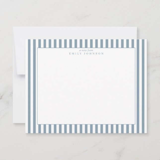 Carte de note rayée bleu poussiéreux (Devant)