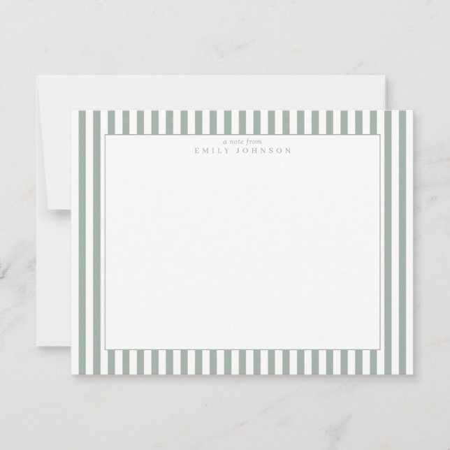Carte de note rayée de sauge (Devant)