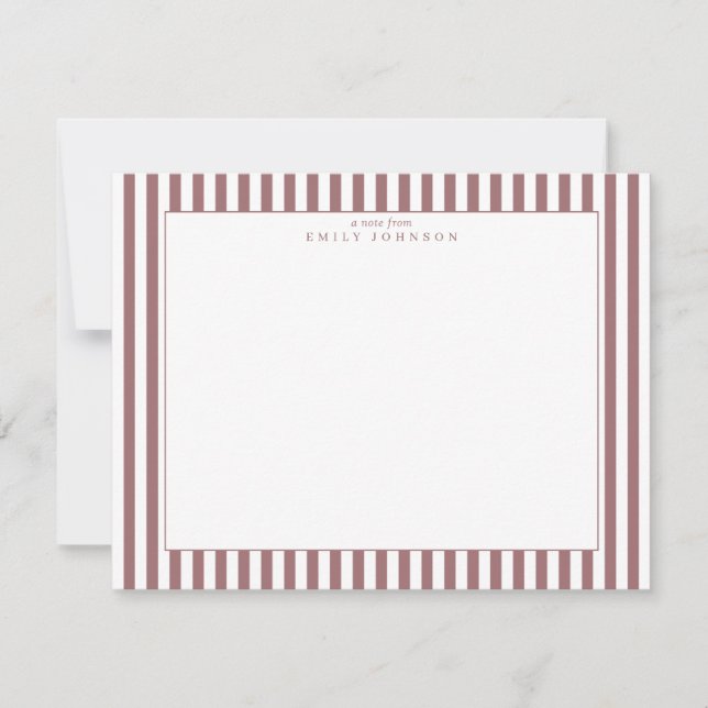 Carte de note rayée Rose Poussiéreuse (Devant)