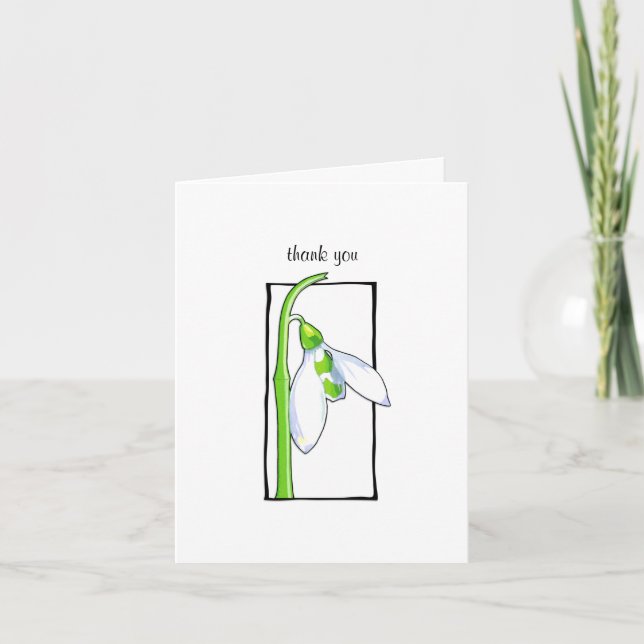Carte de note Remerciements blanche Snowdrop (Devant)