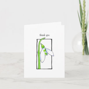 Carte de note Remerciements blanche Snowdrop